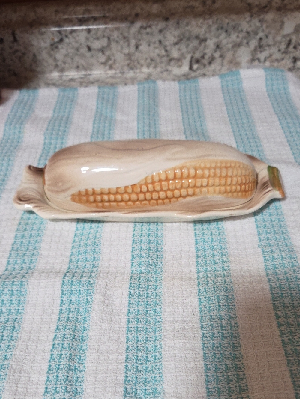 Ceramic Corn Butter Dish in Cream and Yellow